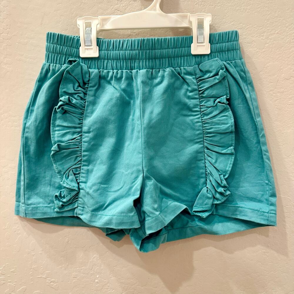 Tea Collection Teal Rumba Ruffle Shorts